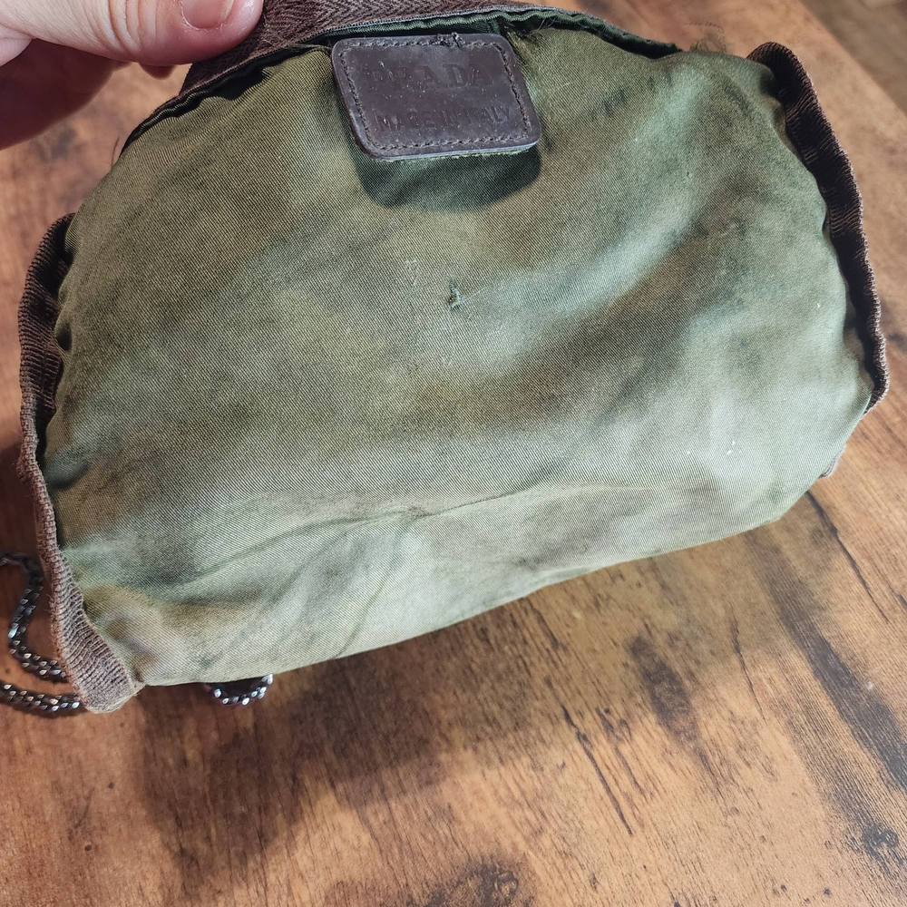 Prada Olive Green Nylon Crossbody with Black Chain Strap - Picture 12 of 16